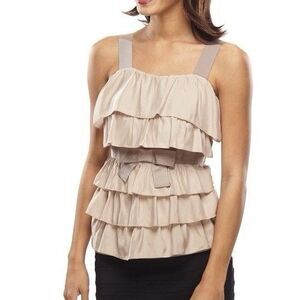 NWT $78 Women’s Y2K Style Anthropologie Bordeaux Ruffle Tank Top Size XS